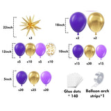 Purple Gold Balloon Arch Kit 162 Pcs Star Theme Luxury Party Decor Set