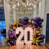 Purple Gold Balloon Arch Kit 162 Pcs Star Theme Luxury Party Decor Set