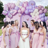 Pink Purple Butterfly Balloon Arch Kit 128 Pcs Baby Shower Party Decor Set