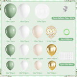 Sage Green White Gold Balloon Arch Kit 152 Pcs Spring Party Decor Set