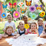 30 Pcs Flower Butterfly Hanging Swirl Decorations, Spring Summer Party Decor