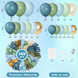Dusty Blue Green Balloon Arch Kit Pastel Gold Balloons Boho Party Decor
