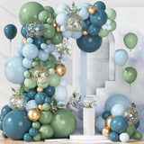 Dusty Blue Green Balloon Arch Kit Pastel Gold Balloons Boho Party Decor