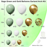 Sage Green Balloon Arch Kit White Gold Balloons Boho Party Decor Theme
