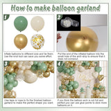 Sage Green Gold Balloon Arch Kit 109 Pcs Olive Green White Party Decor Set