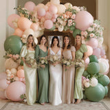 Pink Green Balloon Arch Kit Mixed Size Pastel Wedding Birthday Party Decor