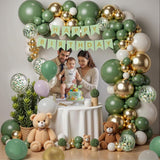 Sage Green Balloon Arch Kit 152 Pcs White Gold Baby Shower Party Decor