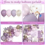 Dusty Purple Balloon Arch Kit 152 Pcs Pink Gold Party Decor Set