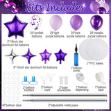 Purple Silver Balloon Arch Kit 110 Pcs Column Stand Party Decor Set