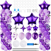 Purple Silver Balloon Arch Kit 110 Pcs Column Stand Party Decor Set