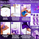 Purple Silver Balloon Arch Kit 110 Pcs Column Stand Party Decor Set