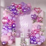 Pink Purple Balloon Arch Kit 126 Pcs Metallic Confetti Party Decor