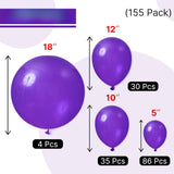 Dark Purple Balloon Arch Kit 155 Pcs Royal Party Decor Set