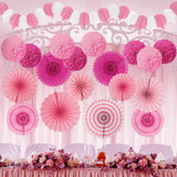 Pink Paper Fans, Pom Poms, Garlands for Parties, Weddings, Birthdays