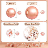 36 Inch Rose Gold Confetti Balloons, 21 Pack Oversized Party Decorations