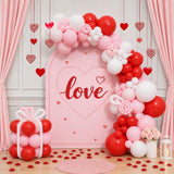 Red Pink White Balloon Arch Garland Kit, Heart Foil Balloons, Romantic Party Decorations