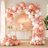 Rose Gold Balloon Garland Kit, Pearl Pink White Confetti Balloons, Birthday Party Arch