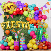154PCS Fiesta Balloon Arch Kit Cinco De Mayo Taco Cactus Llama Party Decor Set