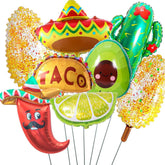 Fiesta Foil Balloon Set Taco Avocado Chili Cactus Corn Cinco De Mayo Party