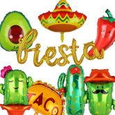 9Pcs Mexican Fiesta Balloon Set Taco Llama Cactus Cinco De Mayo Party Decor Kit