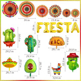 23Pcs Fiesta Party Decorations Balloons Paper Fans Hanging Swirls Decor Set