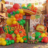 Fiesta Balloon Arch Kit Taco Straw Hat Cinco De Mayo Rainbow Party Decor Set