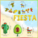 20Pcs Mexican Fiesta Party Decorations Paper Fans Cactus Swirls Flag Banner Set
