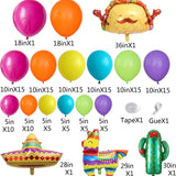 138Pcs Fiesta Balloon Arch Kit Llama Sombrero Taco Cactus Cinco De Mayo Decor