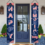 Patriotic Porch Banner Set: Happy Memorial Day USA Flag Door Decorations