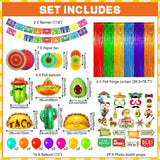 64Pcs Cinco De Mayo Party Decorations Banner Fans Balloon Fringe Backdrop Set