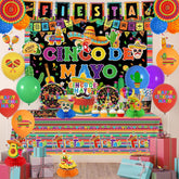 203Pcs Cinco De Mayo Party Decorations Set Backdrop Tableware Balloon Kit