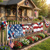 Patriotic Memorial Day Banner: Stars and Stripes Burlap Porch Decor