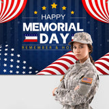 Patriotic Memorial Day Backdrop Banner: Remember Honor Soldier Photography Background Party Decor