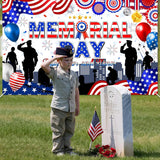 Memorial Day Remember Honor Banner: Patriotic Red White Blue Party Backdrop