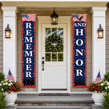 Patriotic Porch Banner: Red White Blue Remember Honor Decorations