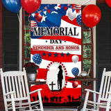 Memorial Day Remember And Honor Door Banner Patriotic USA Backdrop Party Decoration Outdoor Sign