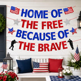 Patriotic Banner: Home of the Free Because of the Brave, USA Decor