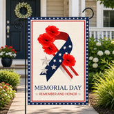 Memorial Day Garden Flag: Remember Honor Poppies Stars Stripes Patriotic Yard Decoration