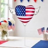 American USA Flag Heart Balloon With Angel Wings Patriotic Memorial Party Decoration
