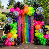 Rainbow Balloon Arch Kit 168pcs Neon Disco Balloons 5-18" for Cinco De Mayo Decorations