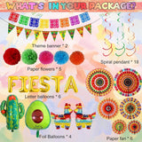 Fiesta Party Decorations: Avocado, Cactus, Papel Picado Balloons, Streamers, Pompoms