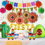 Fiesta Party Decorations: Avocado, Cactus, Papel Picado Balloons, Streamers, Pompoms