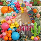 Fiesta Balloon Arch Kit: Blush Pink, Turquoise, Blue, Green, Yellow Balloons for Party