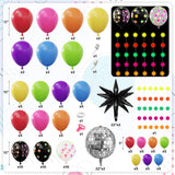 80s Disco Balloon Arch Kit: UV Neon Star Balloons, Rainbow Garland for Parties