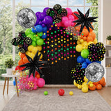 80s Disco Balloon Arch Kit: UV Neon Star Balloons, Rainbow Garland for Parties