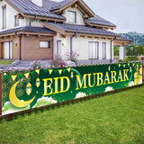 Large Green Eid Mubarak Banner Islamic Outdoor Home Decorations