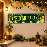 Large Green Eid Mubarak Banner Islamic Outdoor Home Decorations