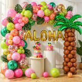 Tropical Luau Balloon Arch Garland Kit, Coconut Tree, Aloha Foil Balloons, Palm Leaves