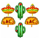 Jumbo Fiesta Balloons: Taco, Llama, Cactus, Sombrero Mylar Foil Party Decorations