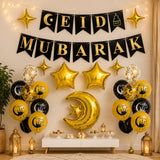 Eid Mubarak Balloon Banner Set Islamic Home Party Decorations